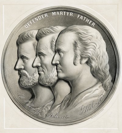 Medallion Showing Ulysses S. Grant, Abraham Lincoln and George Washington as Defender, Martyr and Father by American School